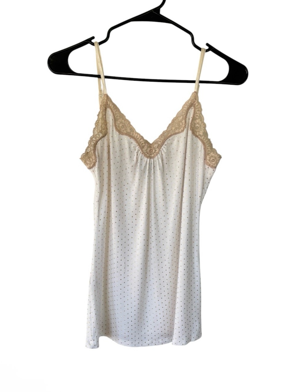 Express Cream Slip Cami with Beige Lace Trim